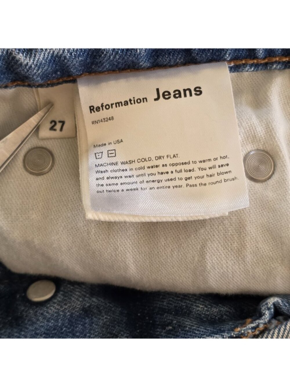 Reformation Cynthia High Relaxed Distressed Jeans 27 Blue Oahu Wash Cotton Edgy - Picture 13 of 16